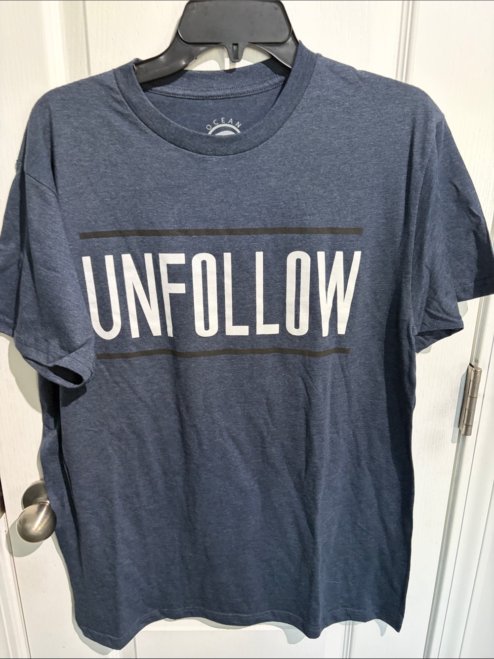 NWOT Ocean Current Men's Navy Blue 'UNFOLLOW' Graphic Tee